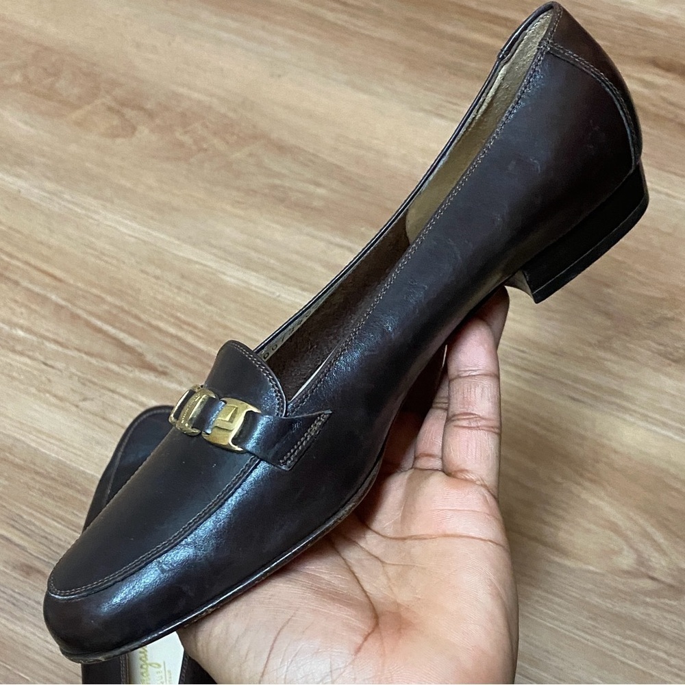Vintage Salvatore Ferragamo Boutique Gancini Dark Brown Loafers Size Size 8.5 B - Picture 5 of 12